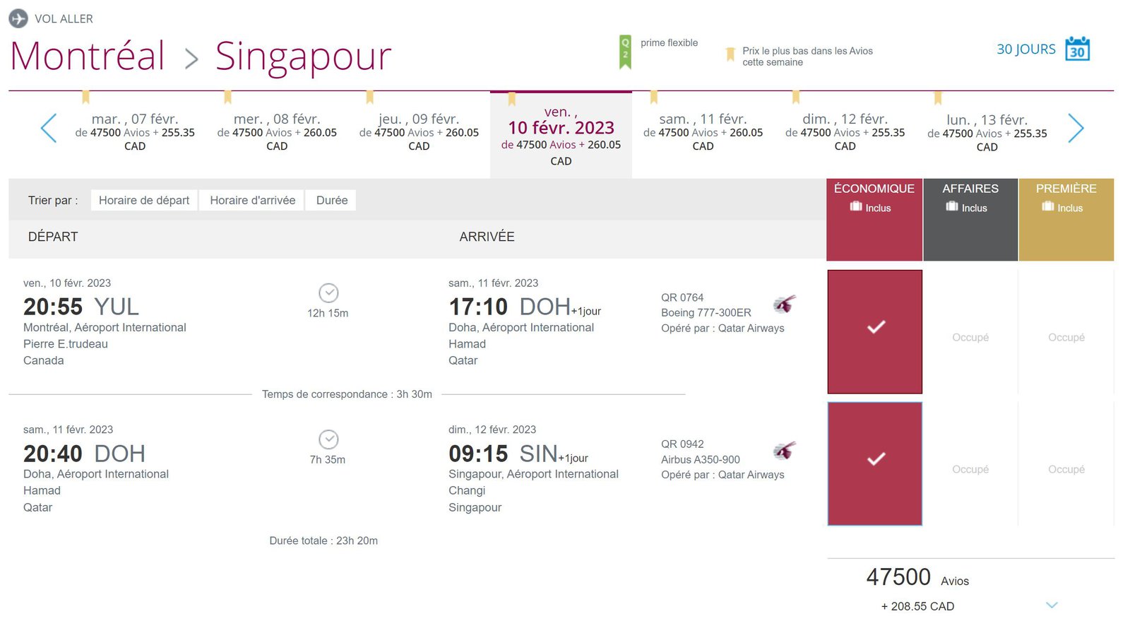Southeast Asia: A month's travel with points - yul-sin-qatar
