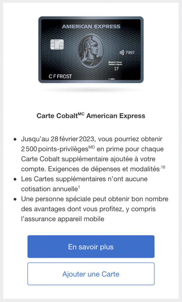 American Express Bonus Points – Cobalt Fr