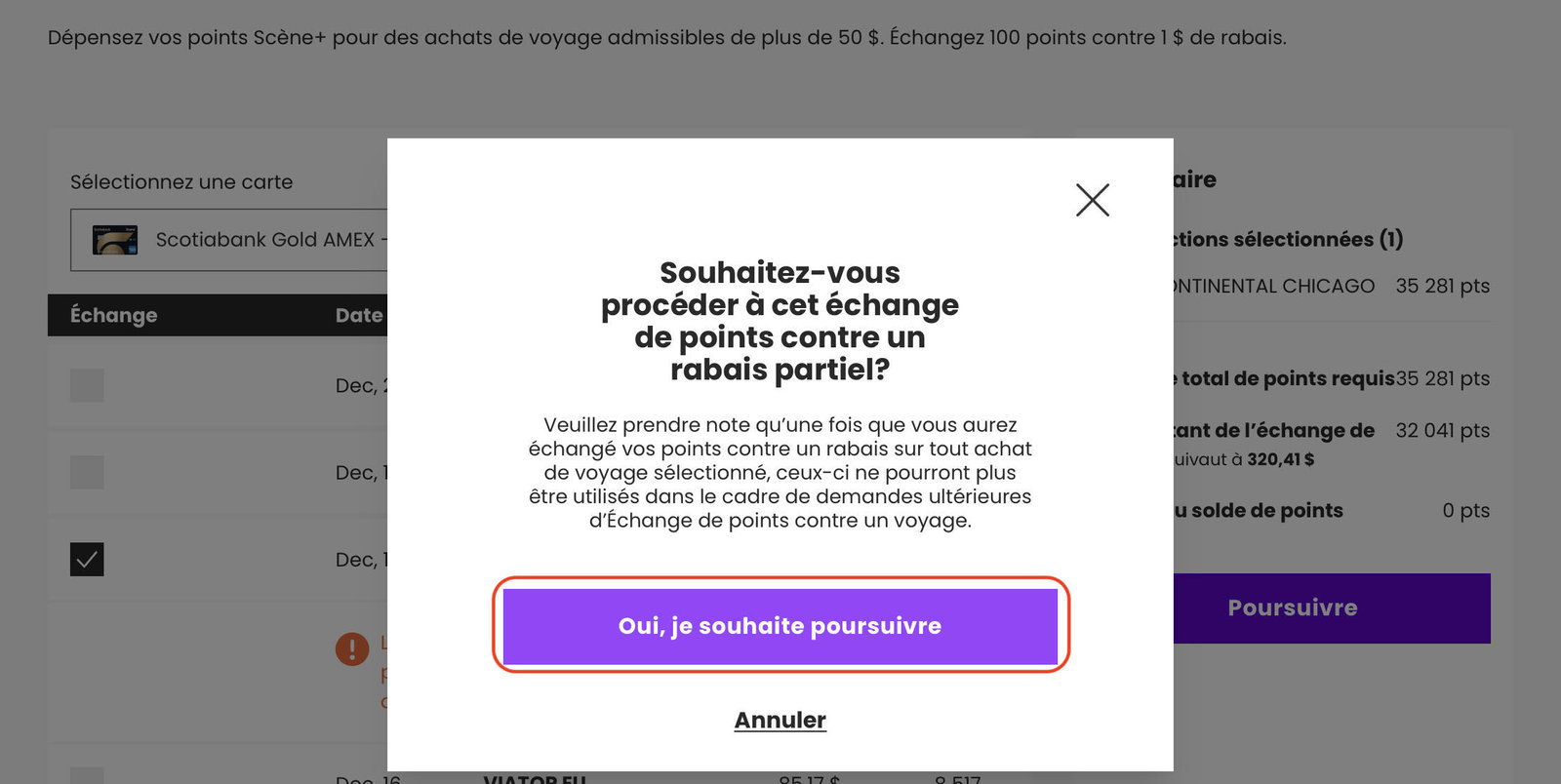 Scène+ : comment utiliser ses points Scène+ pour économiser sur un voyage - Echange partiel points scene
