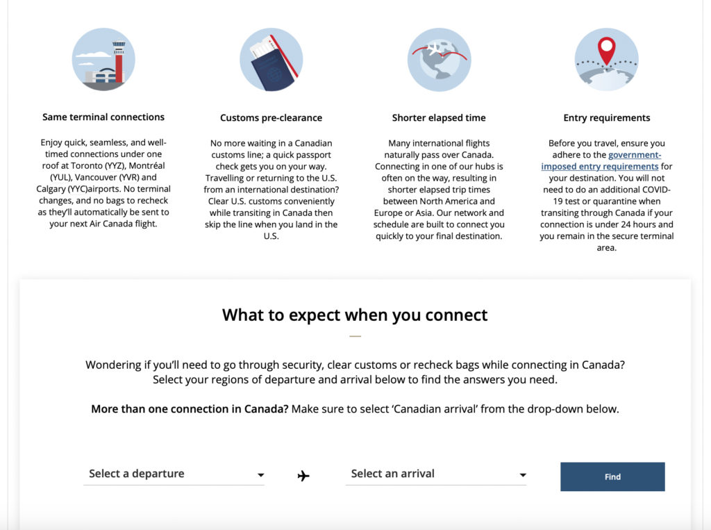 Flight connections in Canada – AC Tool
