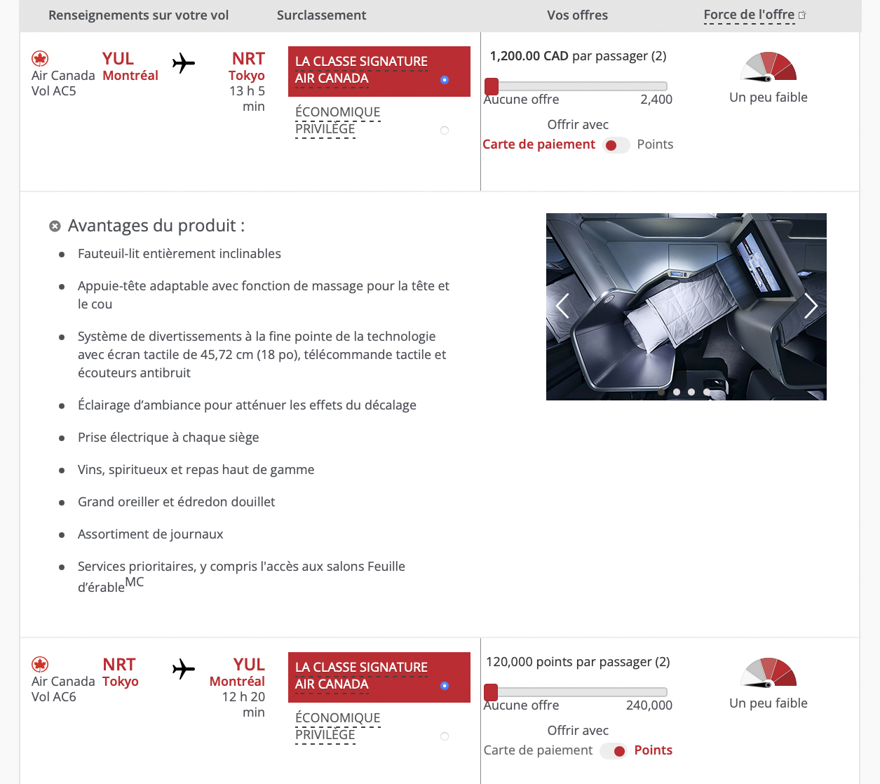 Guide ultime des mises pour surclassements avec Air Canada - AC Bid Upgrade Minimum Bid En