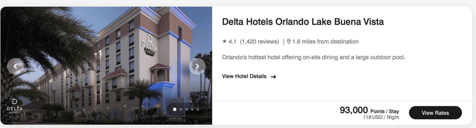Where to go during Spring Break using Reward Points? - Delta hotel orlando lake buena vista