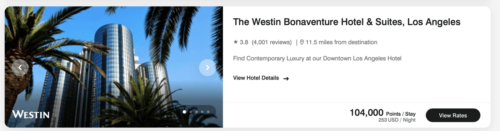 Where to go during Spring Break using Reward Points? - Westin downtown LA