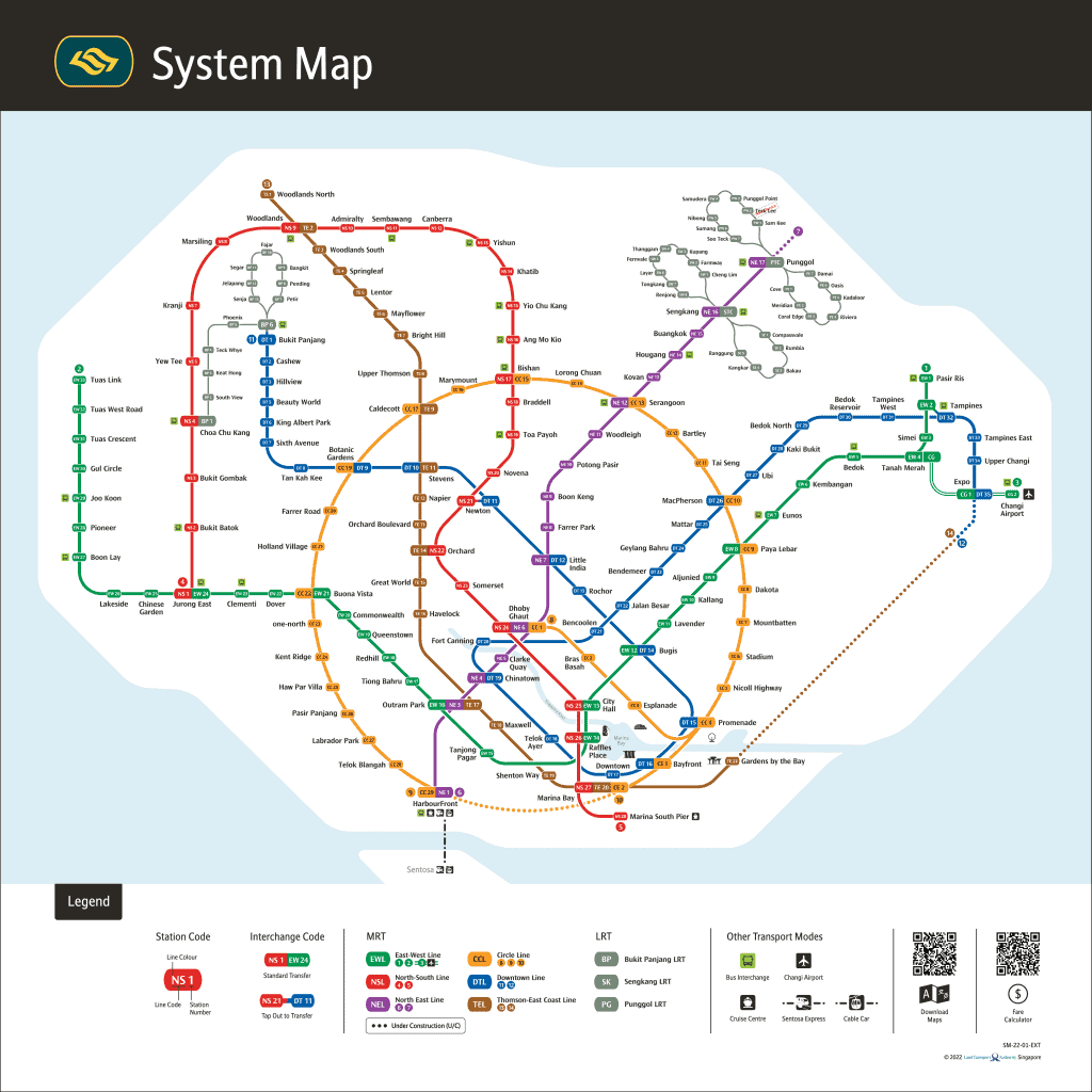 Singapour&nbsp;: Guide de voyage | Itinéraires et Incontournables - Singapore mrt map nov2022
