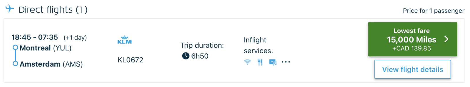 What to do with 60,000 Flying Blue Miles - Yul ams en