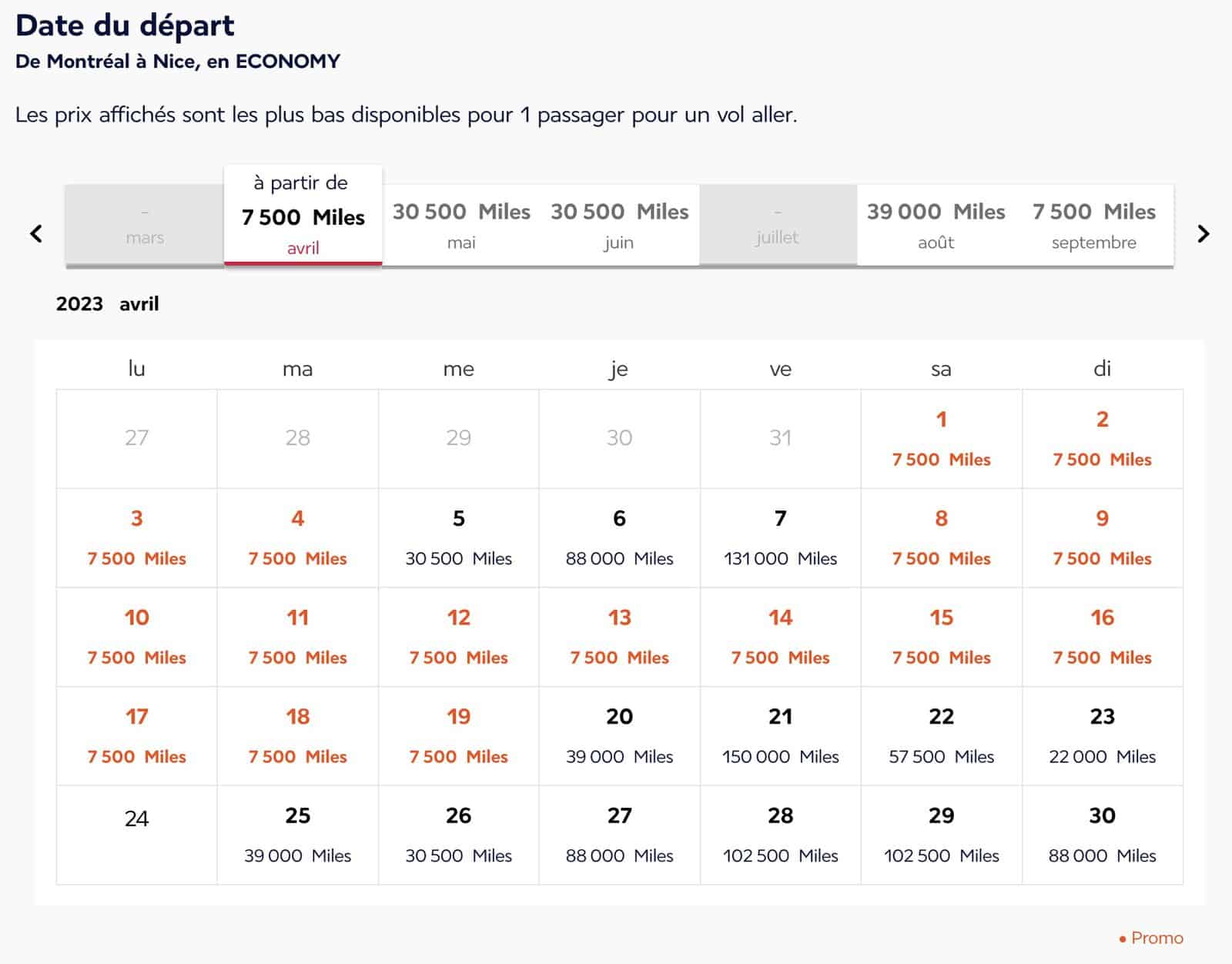 Carte Air France KLM World Elite Mastercard&nbsp;: Obtenez 60 XP Flying Blue sans frais la première année - Air france yul cdg nce calendrier prime promo fr