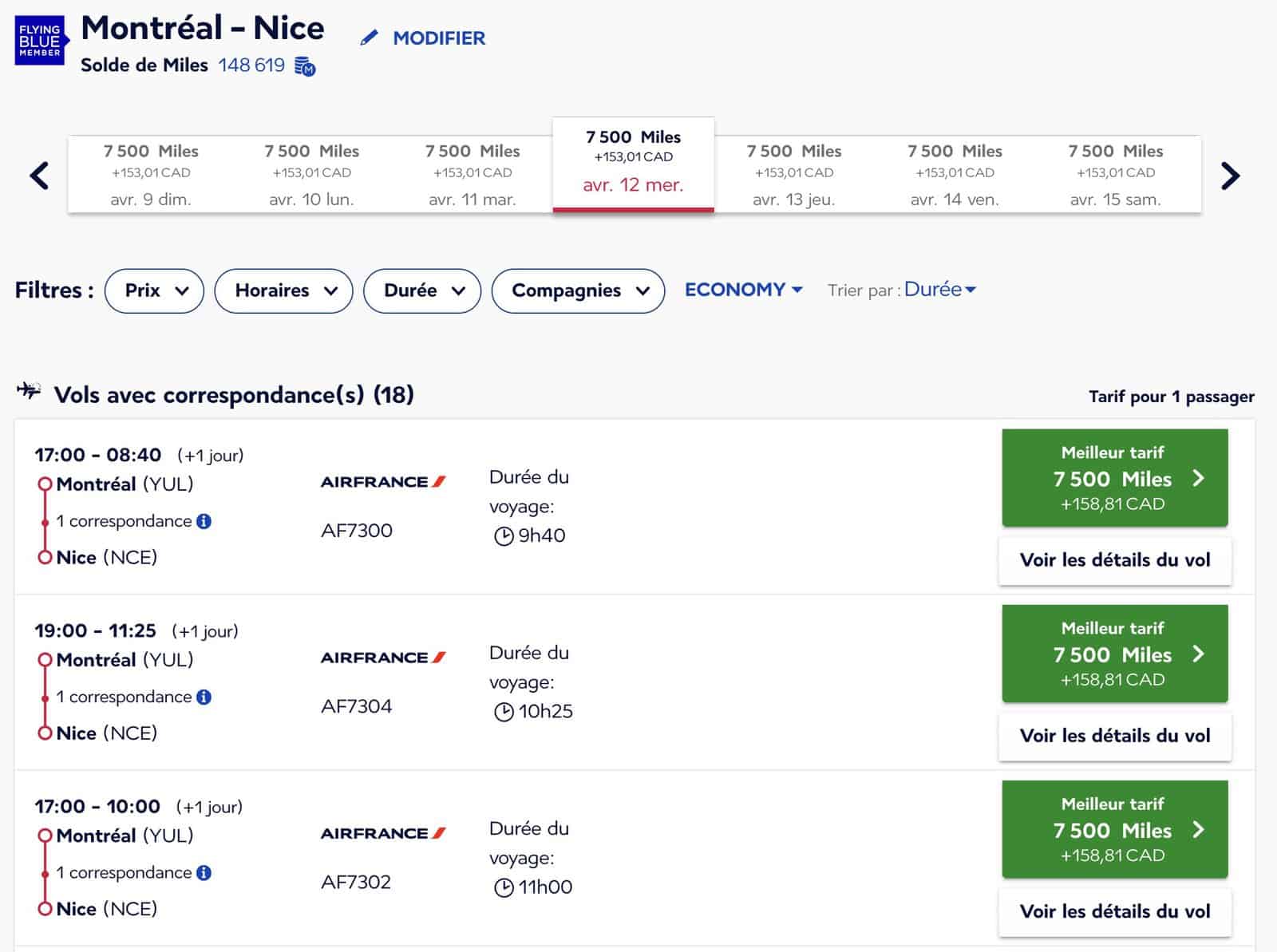 Que faire avec 60&nbsp;000 Miles Flying Blue&nbsp;? - Air france yul cdg nce details prime promo fr