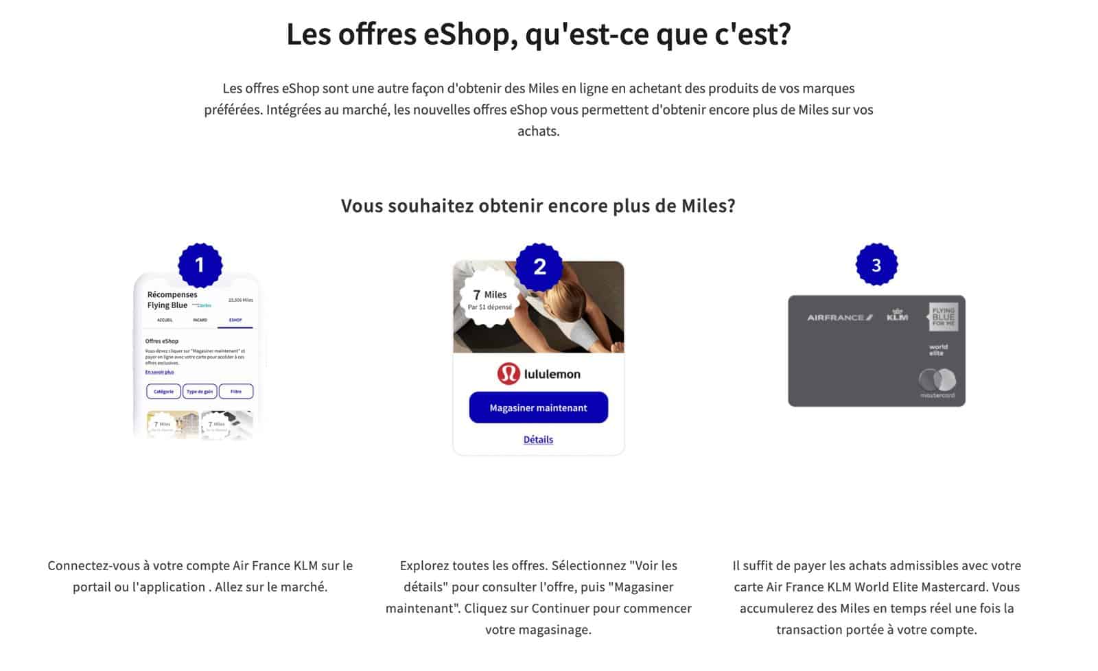 Flying Blue&nbsp;: Comment gagner des Miles Flying Blue pour tous les achats (+ Offres inCard et eShop) - Carte air france klm flying blue eshop details fr