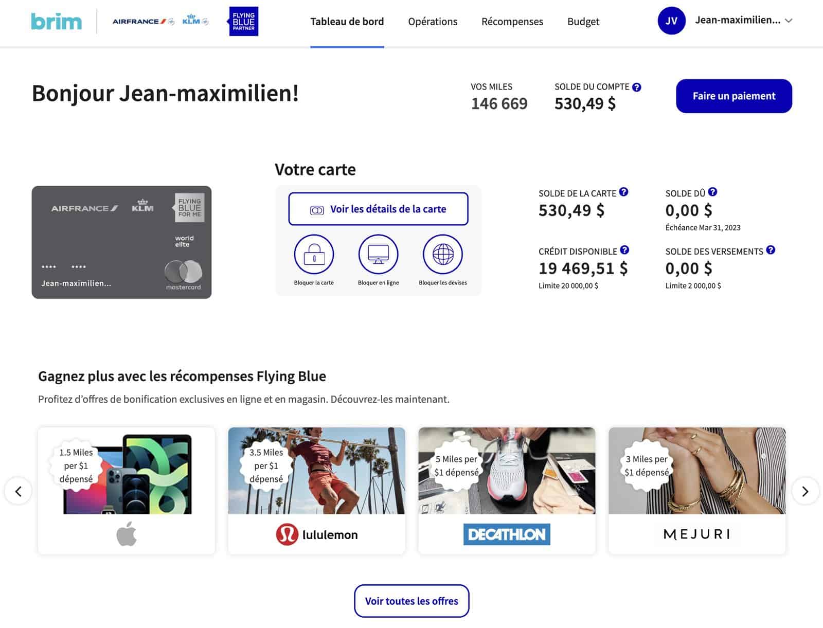 Flying Blue&nbsp;: Comment gagner des Miles Flying Blue pour tous les achats (+ Offres inCard et eShop) - Carte air france klm flying blue tableau bord fr