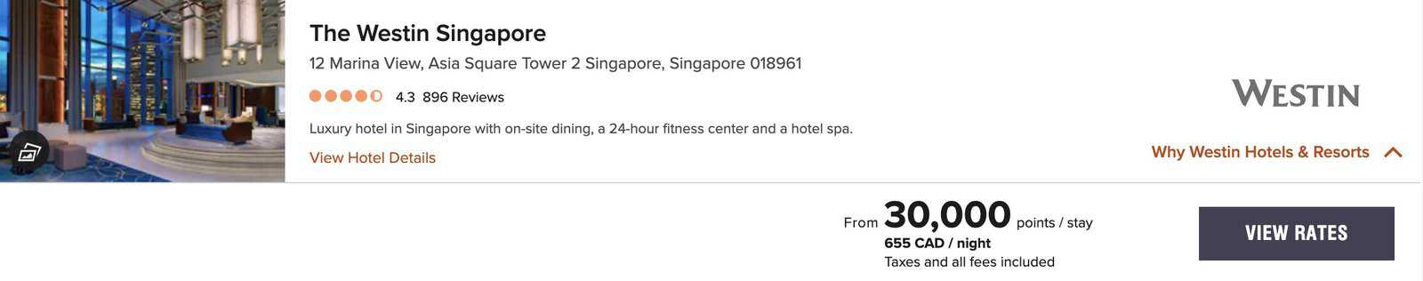 Review&nbsp;: The Westin Singapore | Marriott Bonvoy - tarif marriott