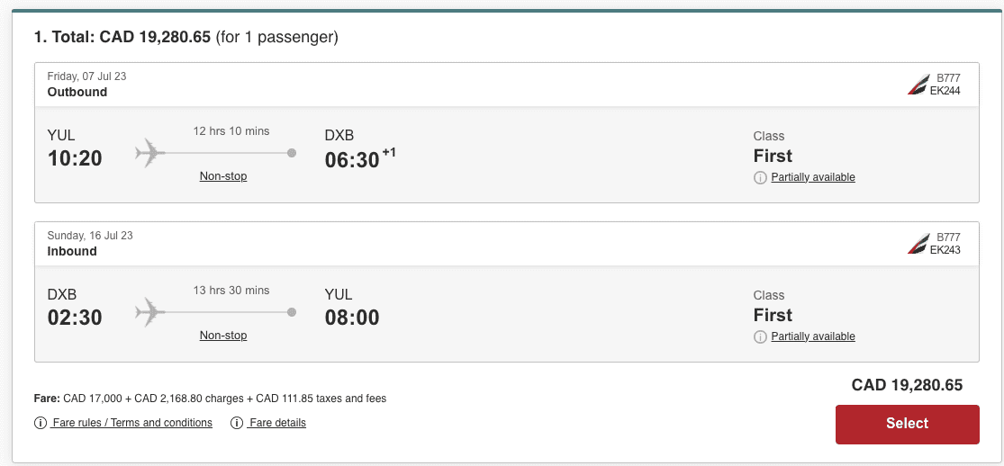 Emirates New direct flight Montreal Dubai from July 5, 2023