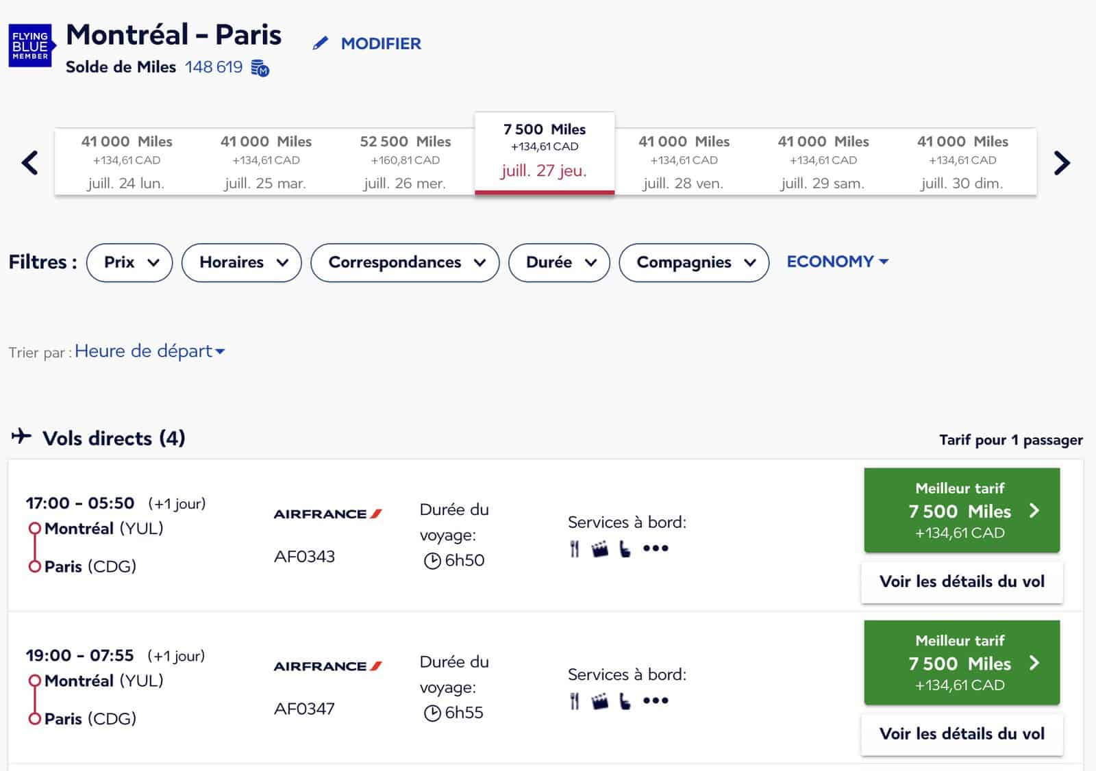 Air France KLM World Elite Mastercard: Earn 60 XP Flying Blue + First-Year-Free - Air France YUL CDG Award Promo Details FR