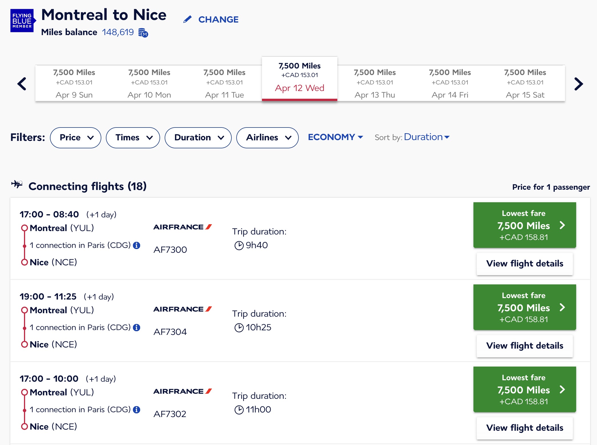 What to do with 60,000 Flying Blue Miles - Air France YUL CDG NCE Award Promo Details FR