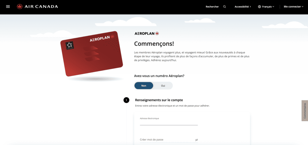 Aeroplan Account sign-up