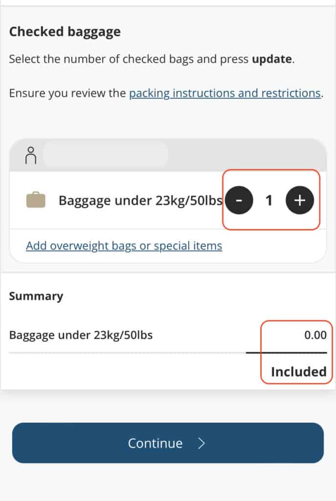 Bagage gratuit Air Canada