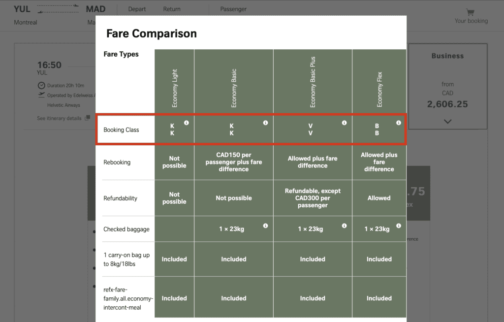 Fare options other carriers
