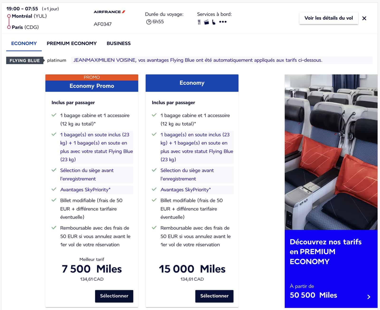 Carte Air France KLM Obtenez 60 XP Flying Blue Première année