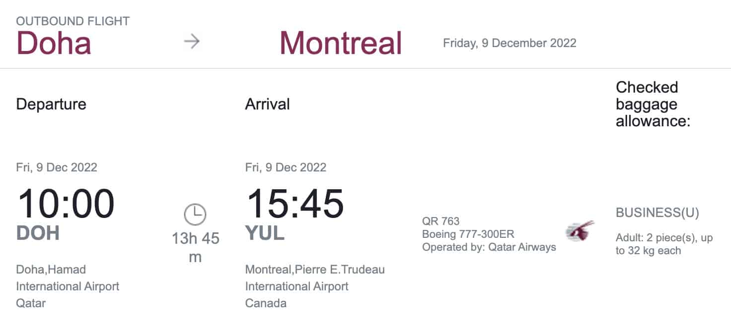Avis : Qatar Airways QSuite B777 | Classe Affaires | DOH-YUL - Qatar airways doh yul qsuite itineraire