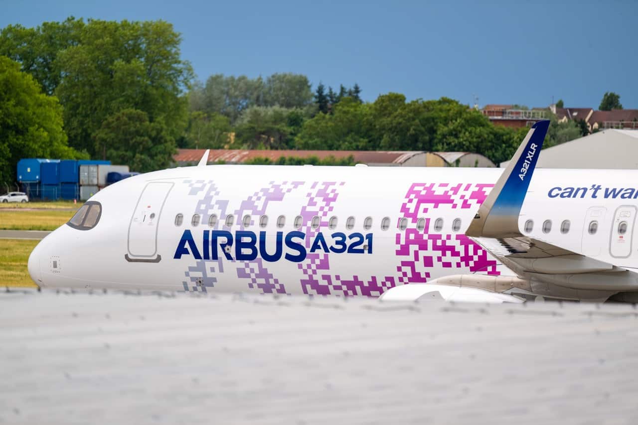 Notre visite du Salon international de l’aéronautique et de l’espace – Paris Le Bourget – 2023 - A321XLR Airbus arrival before Paris Air Show 2023 – grande taille