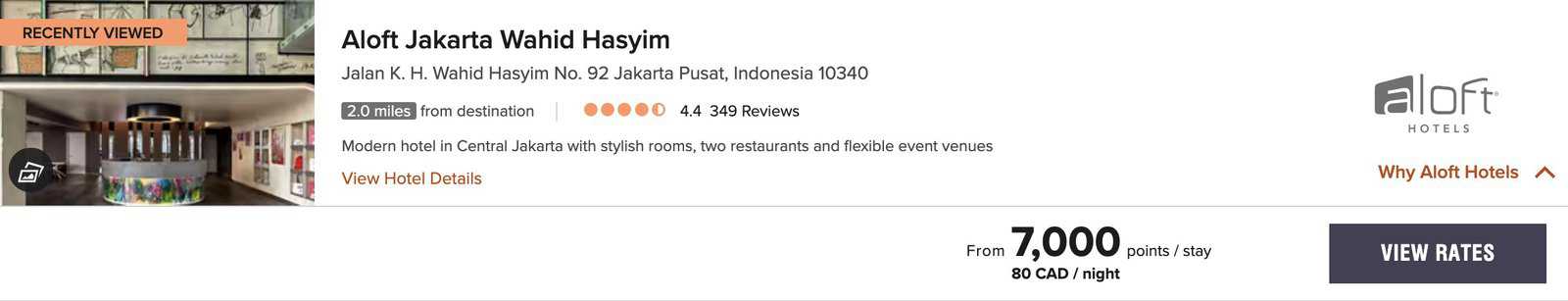 Review: Aloft Jakarta Wahid Hasyim | Marriott Bonvoy - points