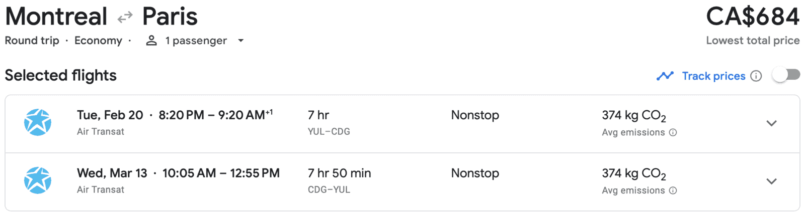 Aeroplan Sweet Spots from Europe - YUL CDG positioning
