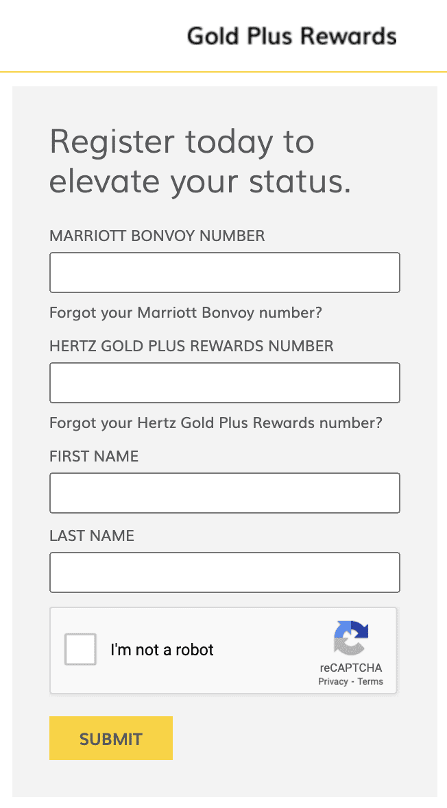 Earn Hertz Gold Plus Rewards status with your Marriott Bonvoy status