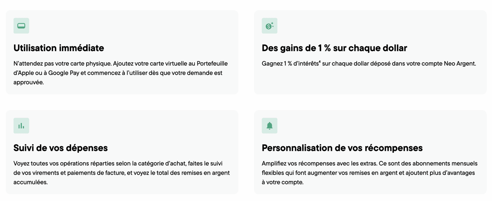 Obtenez 25 $ de remise en argent avec la carte Mastercard Neo - Neo Argent avantages