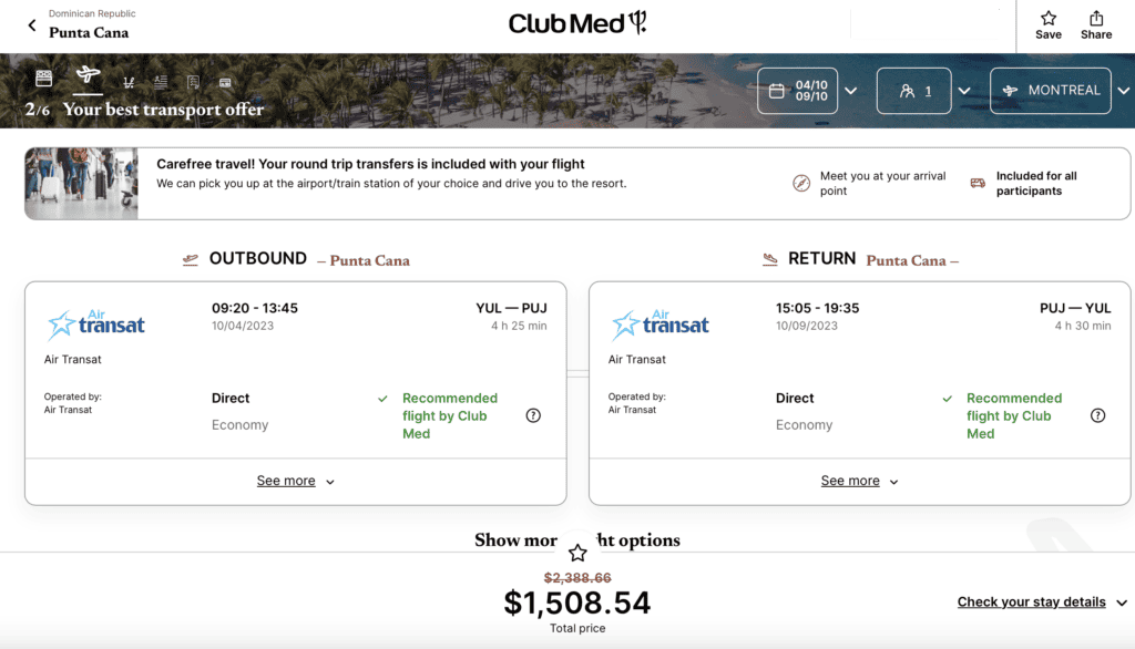 Club Med under 1000$ with points