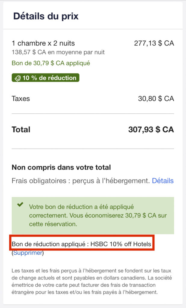 HSBC WE 10 % – Booking with Coupon