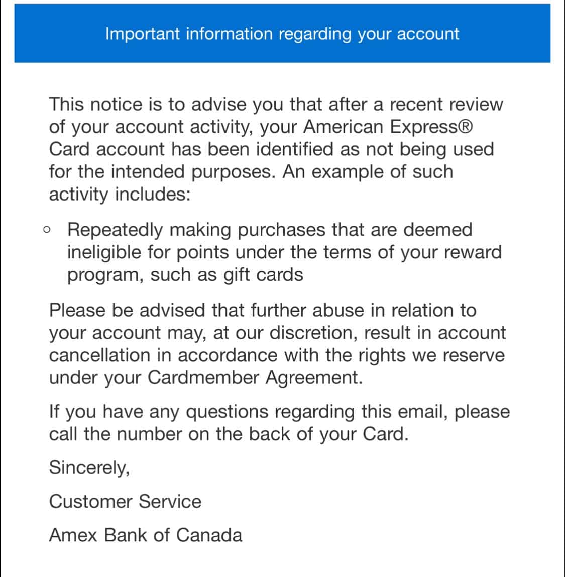 Les cartes-cadeaux prépayées dans le viseur d’American Express - avertissement amex