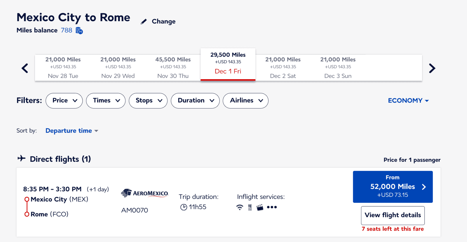 Flying Aeroméxico using Flying Blue Miles - MEX FCO
