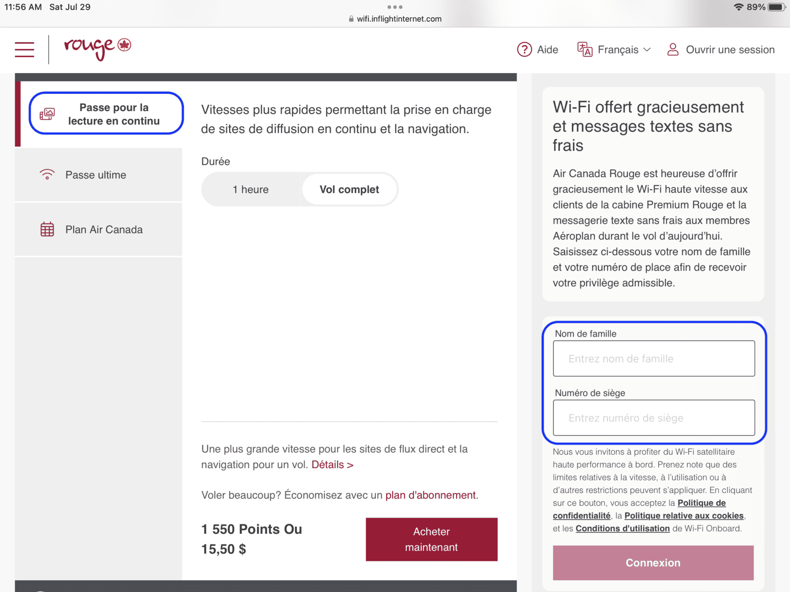 Avis&nbsp;: Air Canada Premium Rouge Montréal - Orlando - Premium Rouge wifi