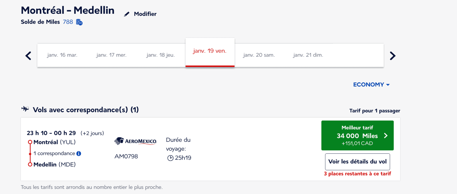 Flying Aeroméxico using Flying Blue Miles - YUL MDE