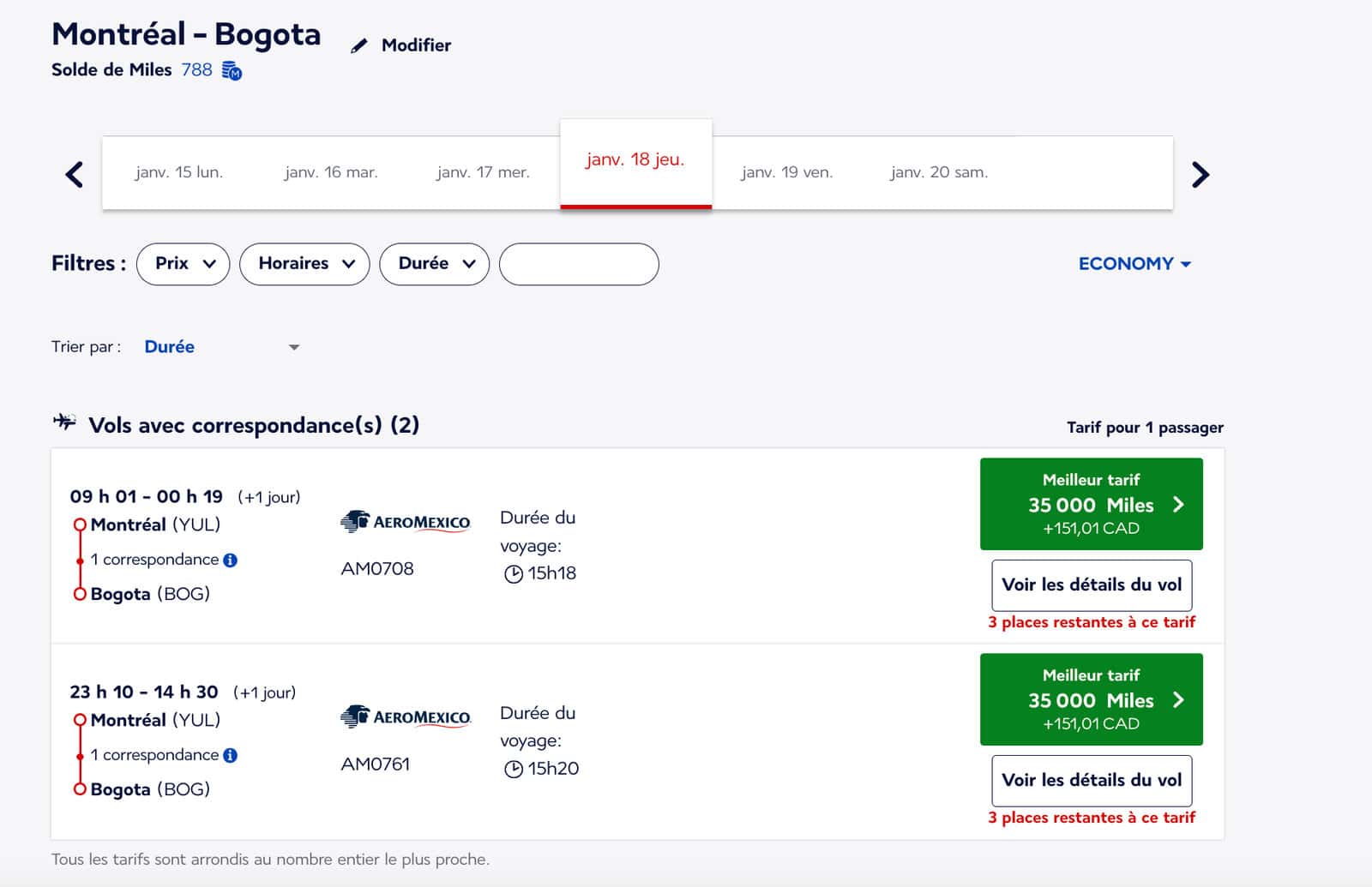 Flying Aeroméxico using Flying Blue Miles - YUL MEX BOG