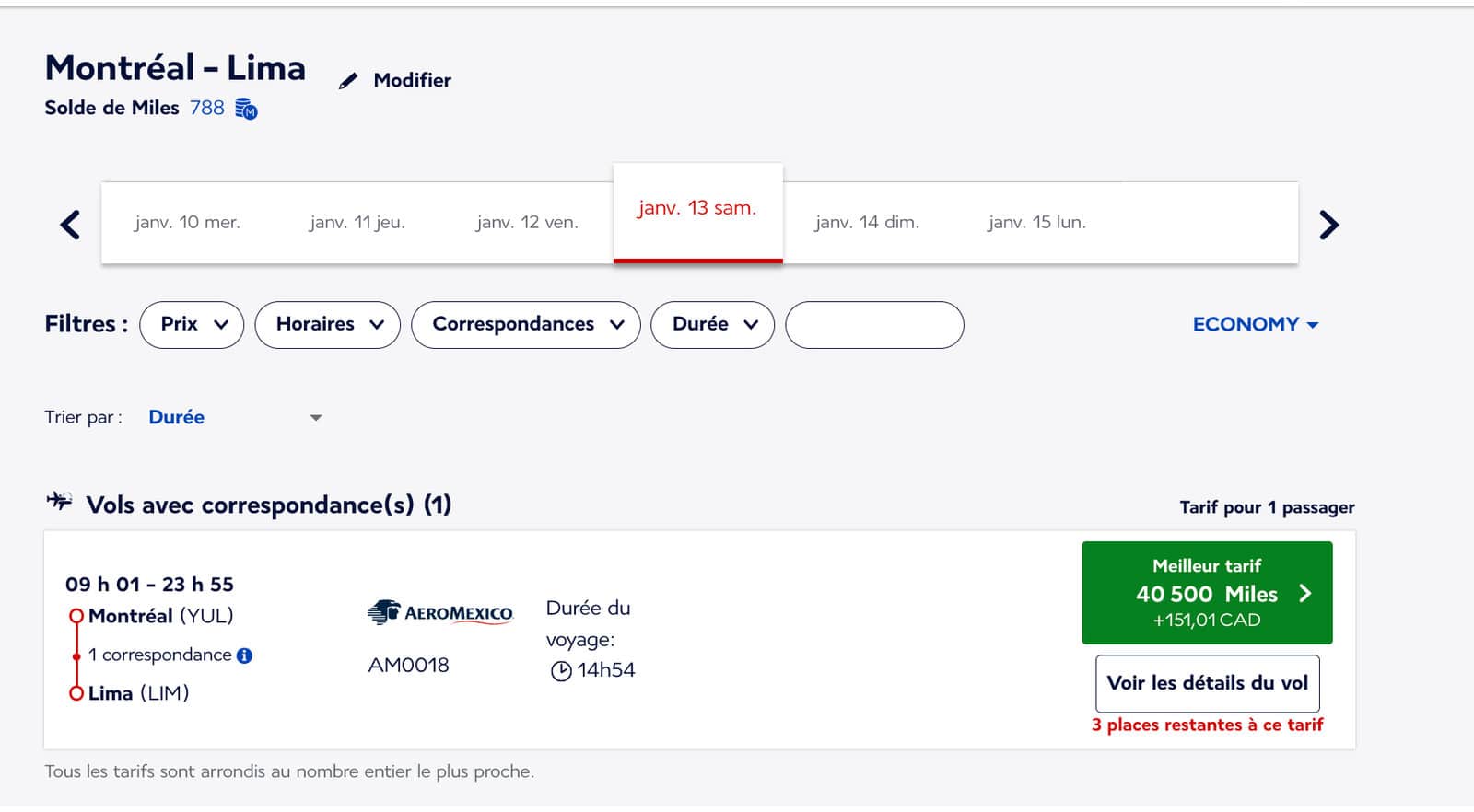Flying Aeroméxico using Flying Blue Miles - YUL MEX LIM