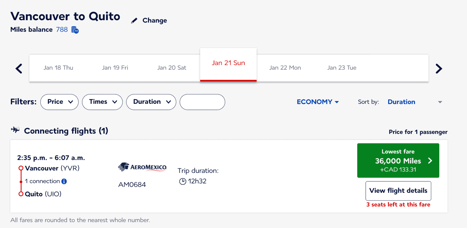 Flying Aeroméxico using Flying Blue Miles - YVR UIO