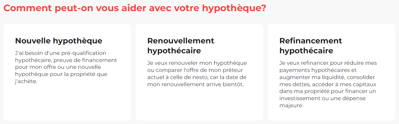 Choix entre nouvelle hypothèque, renouvellement ou refinancement sur nesto