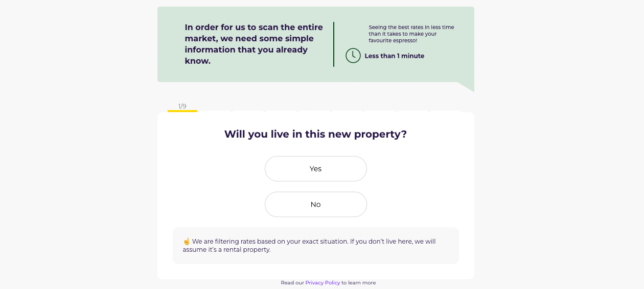 Question form for a new nesto mortgage