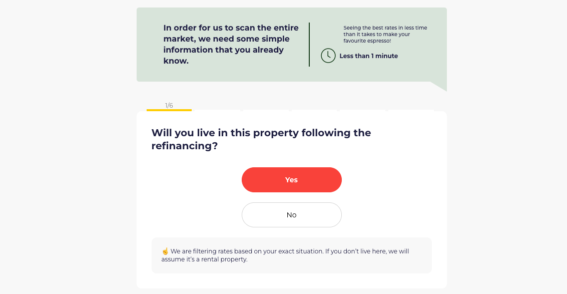 Question form for a nesto mortgage refinance