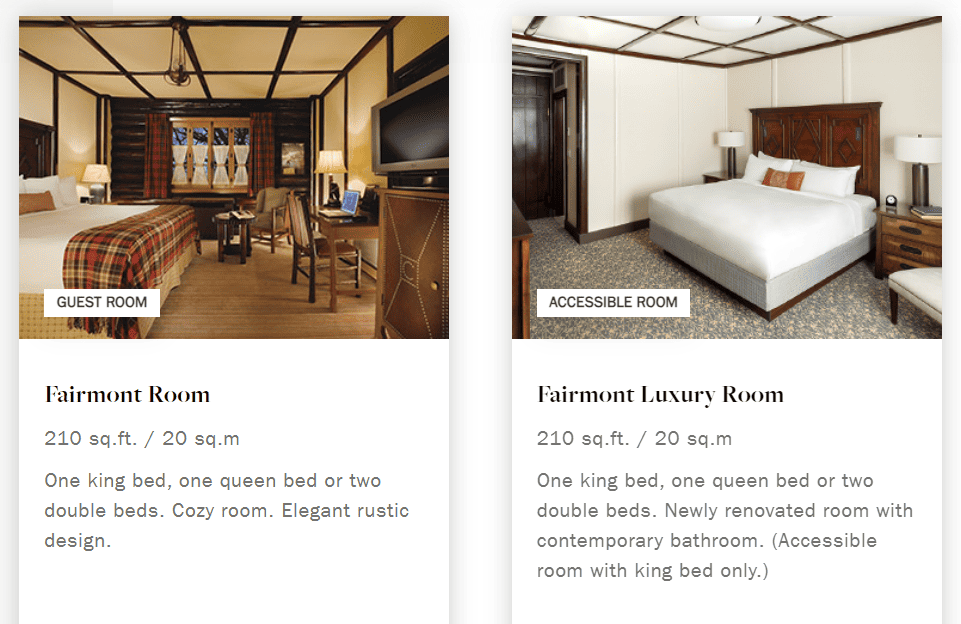 Fairmont Château Montebello - room types