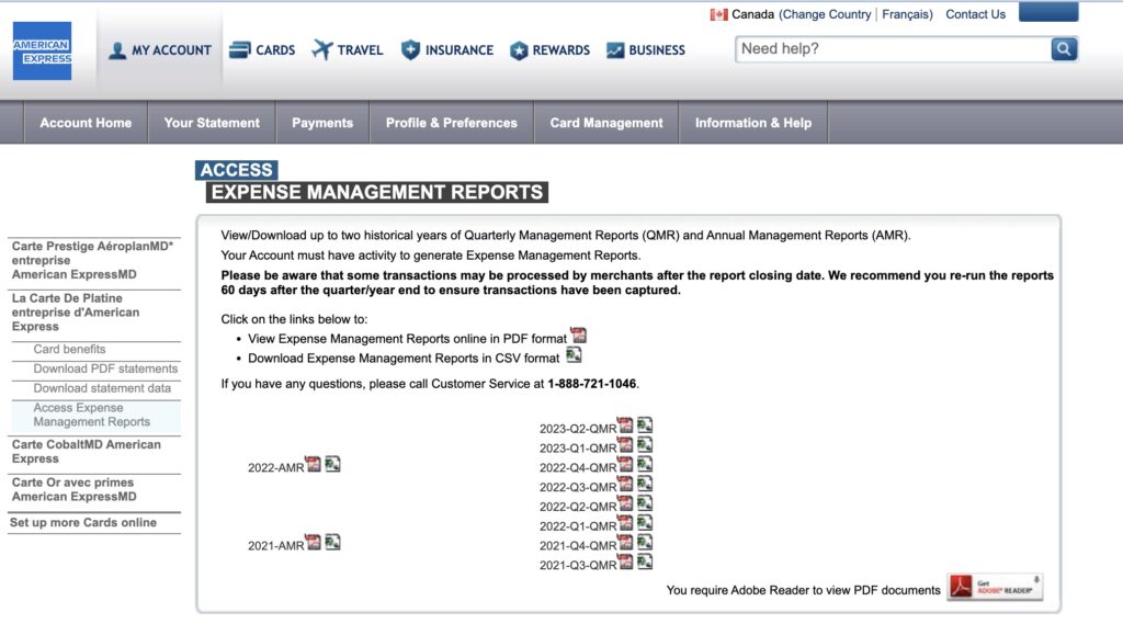 expense management reports amex