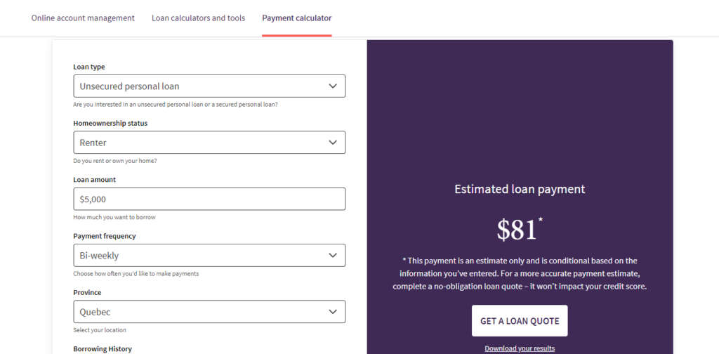 Fairstone - Loan payment calculator - Unsecured personal loan