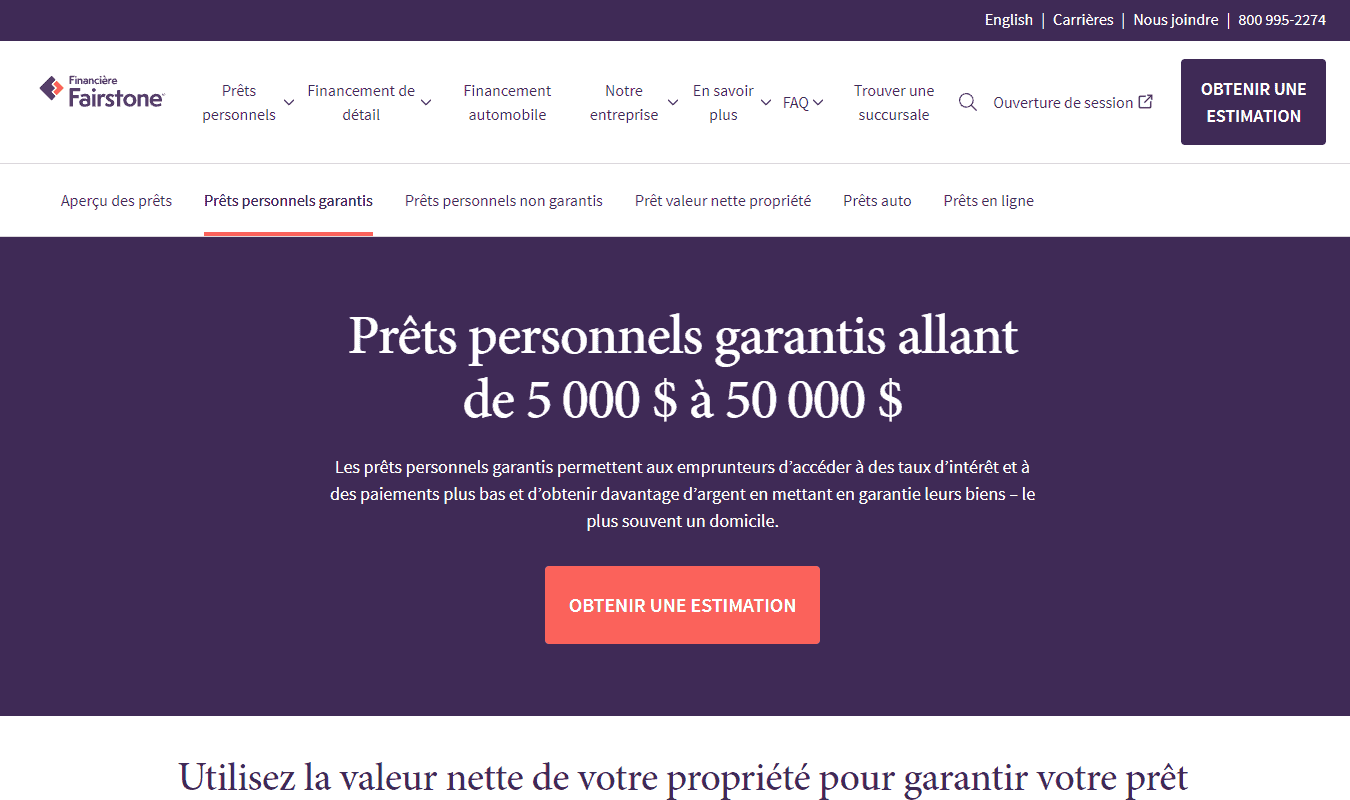 Évaluation de la Financière Fairstone - 06. Fairstone FR Prˆts personnels garantis allant de 5 000 $ … 50 000 $