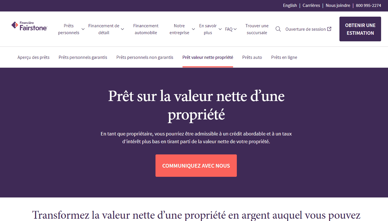 Évaluation de la Financière Fairstone - 08. Fairstone FR Prˆt sur la valeur nette d une propri‚t‚