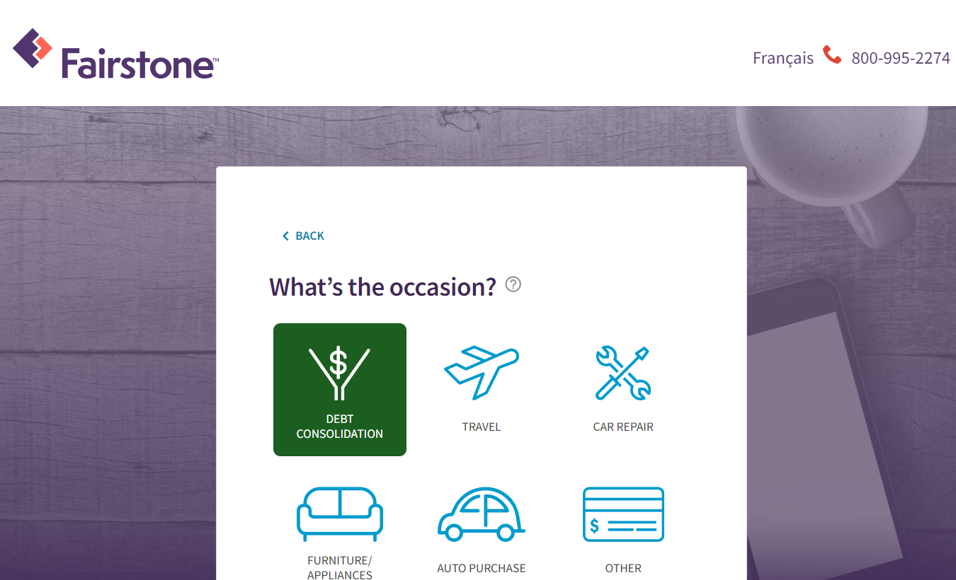 Review of Fairstone Financial - Quickly get a personalized free loan estimate (step 2)
