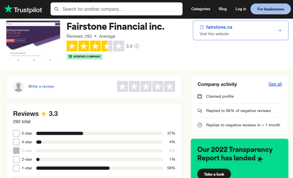 Fairstone Financial - Fairstone.ca Trustpilot Review