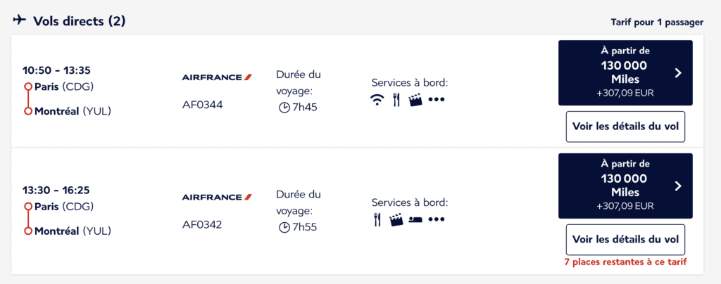 Billet prime entre Paris et  Montréal en cabine Business, payable avec des Miles Flying Blue