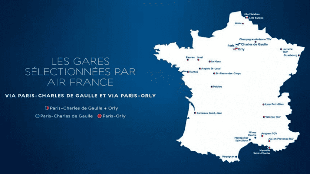 Destinations Train + Air desservies par Air France