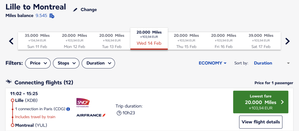Reward Flight Lille-Montreal with Air France