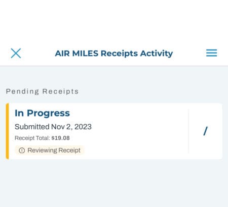 air miles receipt